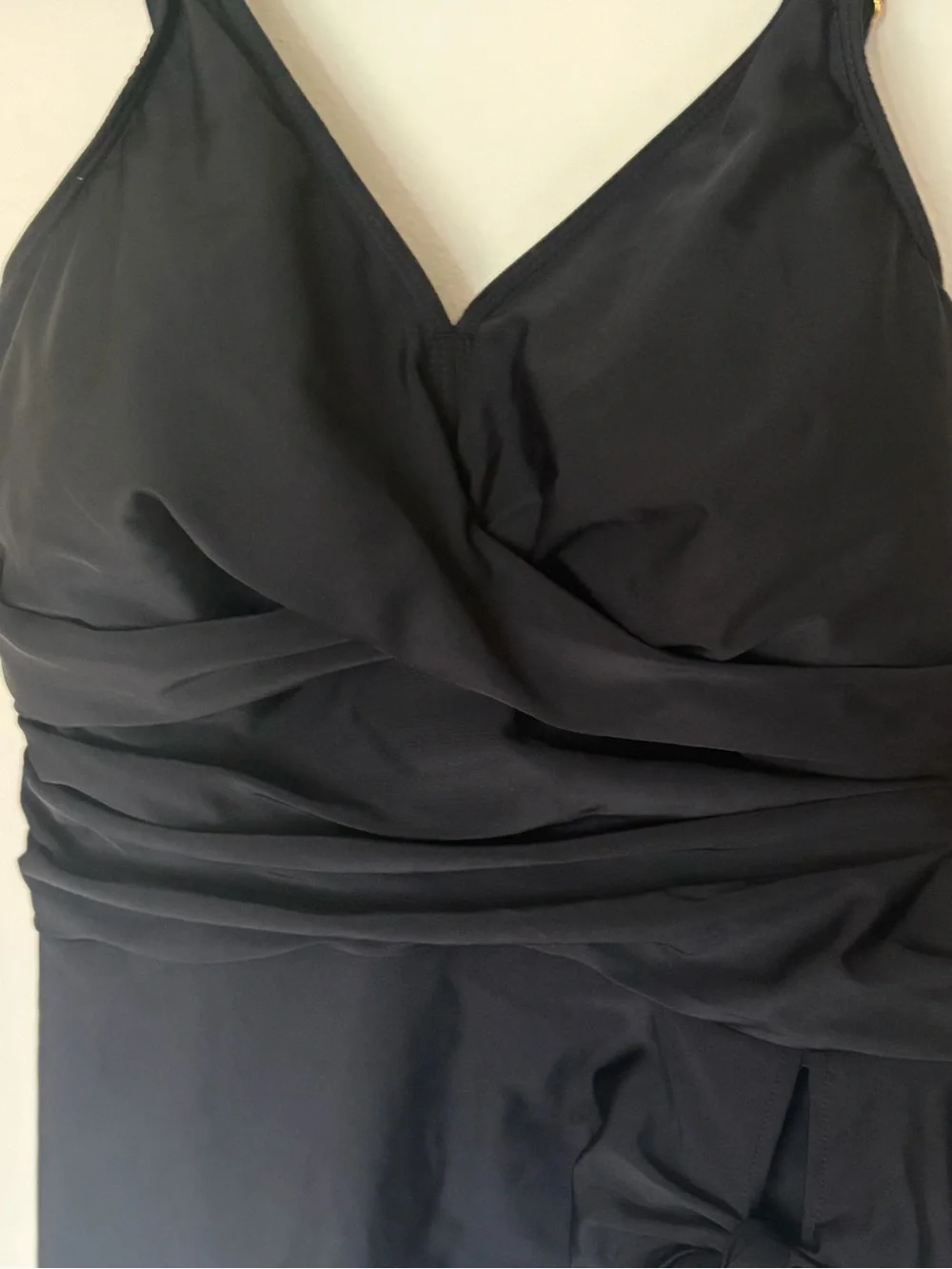 Gold Metal Tie Knot One Piece Bathingsuit Tummy Control Swimdress